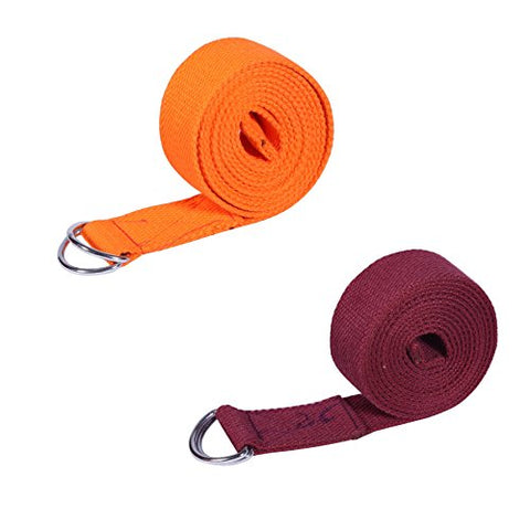 Image of Footmate Yoga Strap with Adjustable D-Ring Buckle, Yoga Props - for Safe & Perfect Yoga Posture, Durable Polyester cotton Yoga Belt for Mens and Womens – 2 Pair (Length : 8 feet, width: 1.5 inch)