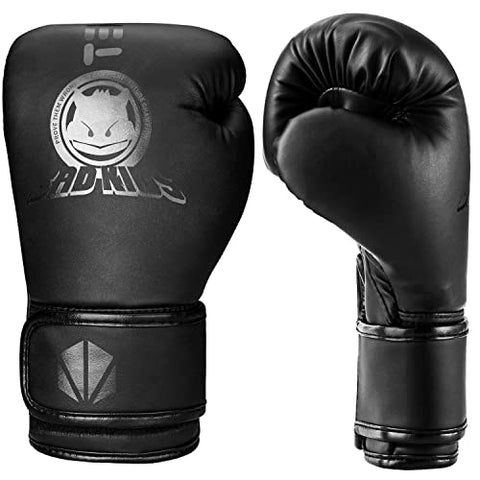 Image of TEKXYZ Bad Kids Series Boxing Gloves 4 OZ, Black - Synthetic Leather Kids Boxing Training Gloves with Vivid Color for Boys and Girls Age 3 to 12 Years Old