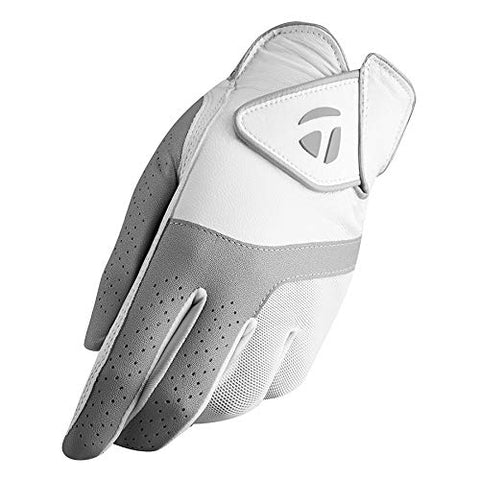 Image of TaylorMade 2019 Kalea Women's Golf Glove, White/Gray, Worn on Left Hand, Large