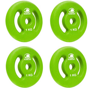 Kakss Neoprene Coated Weight Plates 1Kg X 4 Pc (30-Mm Center Hole) (1), Green