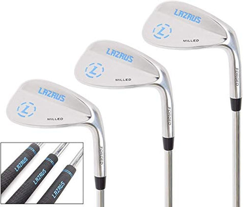 Image of LAZRUS Forged Golf Wedge Set for Men - 52 56 60 Degree Golf Wedges + Milled Face for More Spin - Great Golf Gift (Silver Left Handed, LH, Silver 52,56,60 Set)