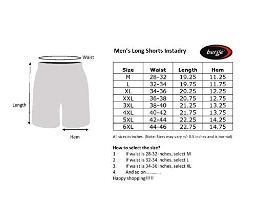 berge' Men's Instadry Dryfit Polyester Lightweight Soft Fabric Long Shorts with Secure Zipper Pockets (Navy Colour)