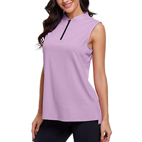 Image of CHICHO Polo Shirts for Women,Mama Like UV Sport Top Sun Protection Golf Sleeveless Tops T-Shirt Moisture Wicking UPF50+ Tennis Tank Top Dry Fit Clothes Summer Wear Pink Large