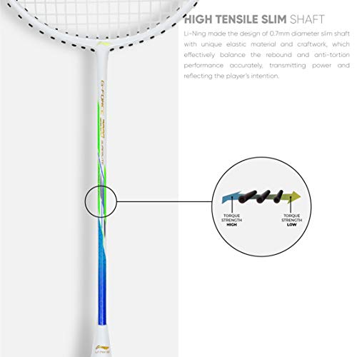 Li-Ning G-Force 3900 Superlite (AYPQ092-5) Carbon Fiber Strung Badminton Racquet with Free Full Cover(Set of 1,White/Blue)