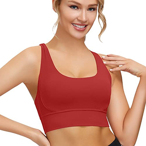 Image of Lykoxa Women Sports Bra, High Impact Criss Cross Back Sexy Sports Bras for Workout Gym Activewear Red