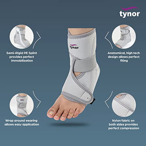 Image of Tynor Ankle Support (Neo), Grey, Universal Size, 1 Unit & Elbow Support, Grey, Medium, 1 Unit