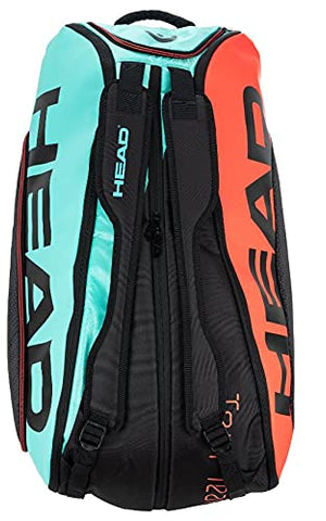 Image of HEAD Tour Team 12R Polyester Professional Tournament Tennis Kit Bag Compartments: Three | Capacity: 12 Racquets | Ventilated Shoe Compartment | Colour : Black-Teal