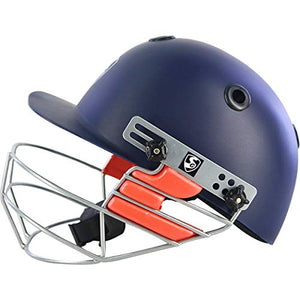 SG Adult Foam, Polyurethane and Fabric Super Test RH Thigh Pad+SG Optipro Polypropylene Cricket Helmets, Medium, Navy Blue