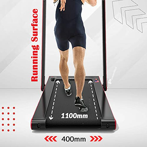 Image of PowerMax Fitness JogPad-2 (4.0HP Peak) DC Motor Motorized Touch Screen LED Dual Display Treadmill with Bluetooth Speaker, Compact Foldable and Remote Control
