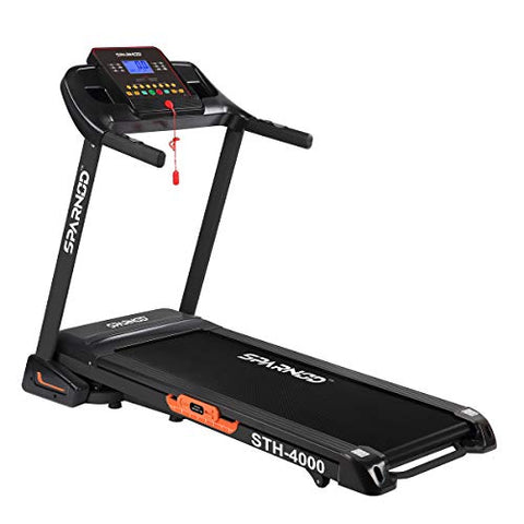 Image of SPARNOD FITNESS STH-4000 4.5 HP Peak Automatic Foldable Motorized Running Indoor Treadmill (Free Installation Service), Black