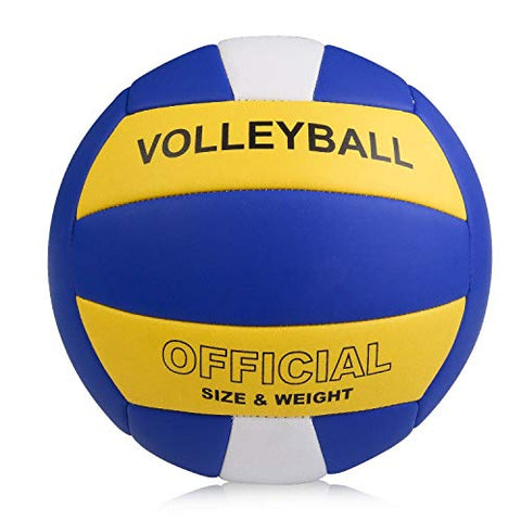 Image of YANYODO Official Size 5 Volleyball, Soft Indoor Outdoor Volleyball for Game Gym Training Beach Play,Yellow/White/Blue Yellow Print