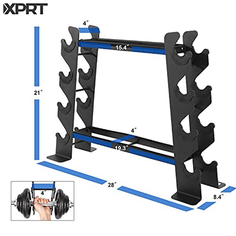 Image of XPRT Fitness Heavy-Duty Dumbbell Rack – Dumbbell Storage Rack, Holds up to 400 lbs. – 2 Tiers Rack, Ideal for 5-30 lbs. Dumbbells – Compact Design, Ideal Home Gym Equipment