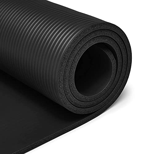 MuscleXP Yoga Mat (13 mm) Extra Thick NBR Material for Men and Women, Exercise Mats with Carrying Strap for Workout, Yoga, Fitness, Pilates (Black)