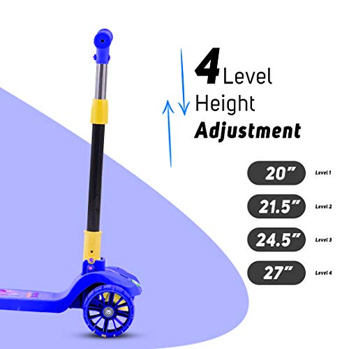 GoodLuck Baybee Skate Scooter for Kids, 3 Wheel Kids Scooter Smart Kick Scooter with Fold-able & Height Adjustable Handle, Runner Scooter (Smart Blue)