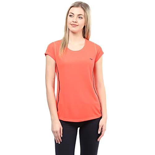 berge' Ladies Polyester Dry Fit Western Shirts & Tshirts for Women, Quick Drying & Breathable Fabric, Gym Wear Tees & Workout Tops (Neon Orange Colour) M