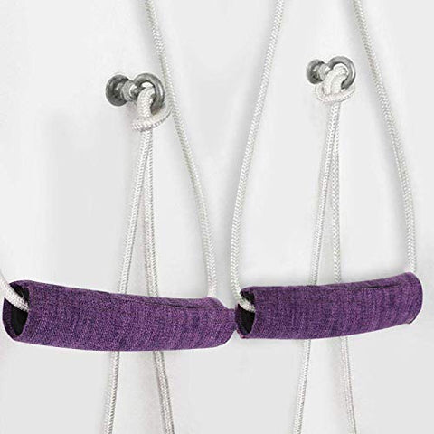 Image of Fitsy Iyengar Yoga Anti-Gravity Wall Rope Full Set Auxiliary Training Sport Aerial Suspension Yoga Rope Cotton (Purple)