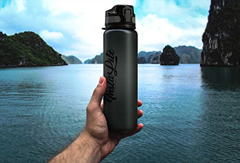 Image of InstaLite Unbreakable Sports Water Bottle 1 Litre with Time Markings, BPA Free Non-Toxic Water Bottle for Gym, Office Water Bottle (Stone Grey, 1000 ML)