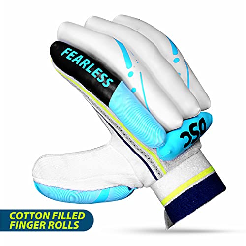 DSC Condor Ruffle Leather Cricket Batting Gloves, Mens Right (White Black)