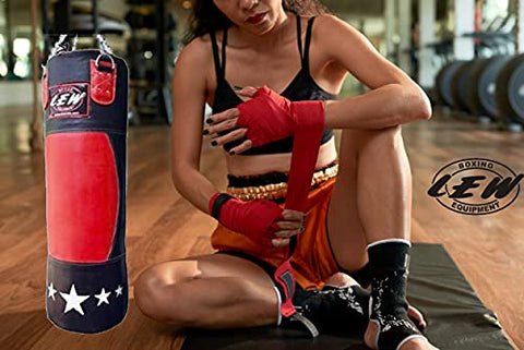 Image of LEW 4 FT Retro Two Tone Koskin Leather Heavy Bag Leather Punch Bag Boxing MMA Sparring Punching Training Kick Boxing Muay Thai with Hanging Chain