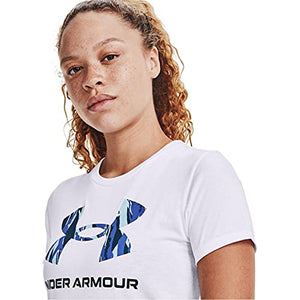 Under Armour Women's Live Sportstyle Graphic Short-Sleeve Crew Neck T-Shirt , White (104)/Breeze , XX-Large