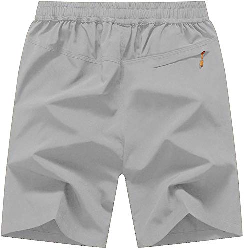 CBlue Men's Outdoor Quick Dry Lightweight Sports Shorts Zipper Pockets (Large, Light Grey)