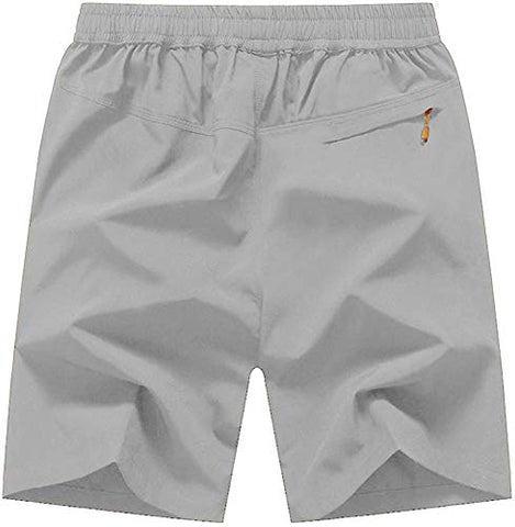 Image of CBlue Men's Outdoor Quick Dry Lightweight Sports Shorts Zipper Pockets (Medium, Light Grey)