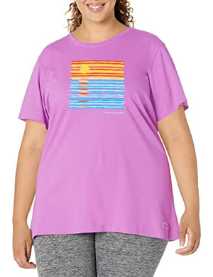 Life is Good Womens Ocean Beach Sun Graphic T-Shirt Crusher Collection,Happy Grape,X-Small