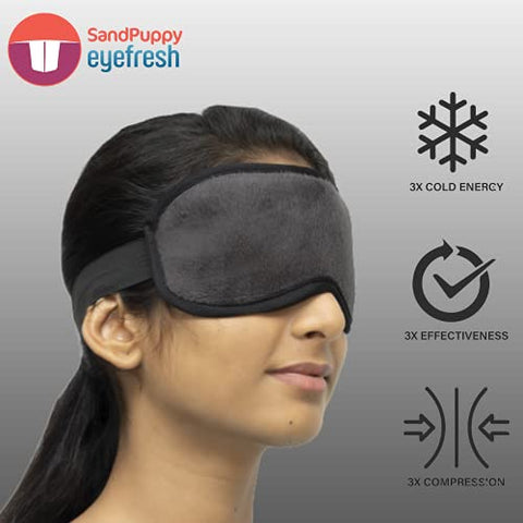 Image of SandPuppy EyeFresh - Reusable Cool Gel Eye Mask - Pack Of 2 | Ideal For Puffy Eyes And Dark Circles | Universal Fit, Black, One Size