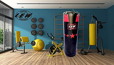 Image of LEW 4FT Filled Heavy Haptex Leather Punch Bag Boxing MMA Sparring Punching Training Kick Boxing Muay Thai with Hanging Chain