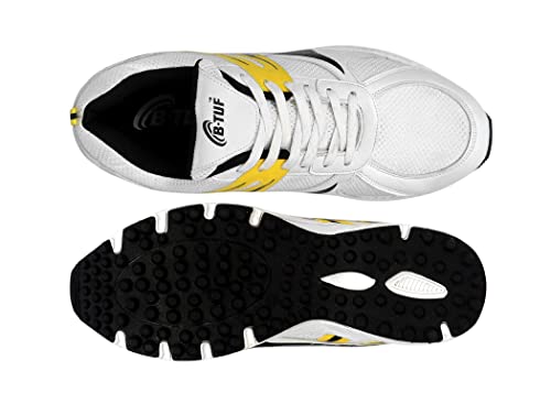 B-TUF Men's White Cricket Shoe - 10 UK
