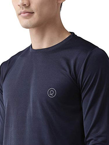 Image of CHKOKKO Men Full Sleeve Active Wear Round Neck Regular Dry Fit Stretchable Yoga Gym Sports Tshirts (Medium, Navy Blue.)