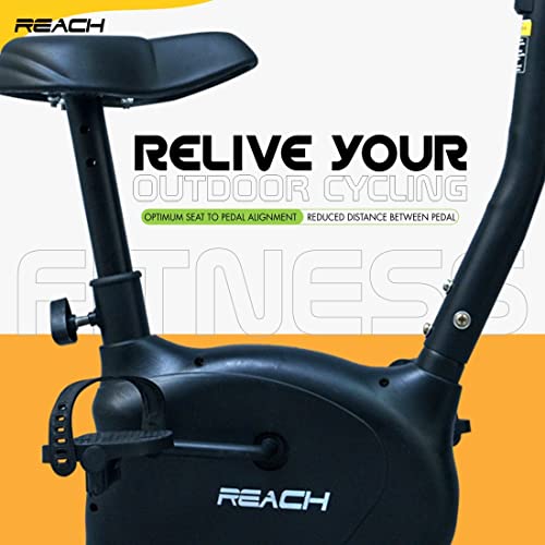 Reach B-101 Stationary Upright Bike for Home Gym | Exercise Cycle with Adjustable Resistance and Height Adjusting Cushioned Seat | For Weight Loss & Indoor Cardio Fitness Full Body Workout for both Men & Women