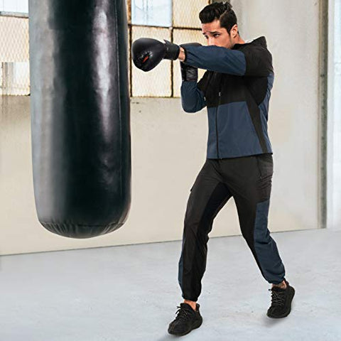 Image of Junlan Sauna Suit for Mens Sweat Sauna Jacket for Men Sweat Tops Gym Workout Zipper Hoodie Sauna Suits (Blue Jacket Only, Large)