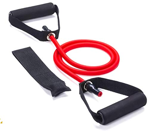 Bulfyss Resistance Tube Exercise Bands for Stretching, Workout, and Toning for Men, and Women with Additional Door Anchor (30-35 lbs) - Random Colour