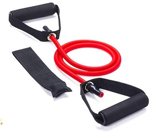 Image of Bulfyss Resistance Tube Exercise Bands for Stretching, Workout, and Toning for Men, and Women with Additional Door Anchor (30-35 lbs) - Random Colour