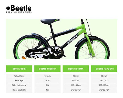 Image of Beetle Storm 1.0 20T Kids 12 Inches Steel Frame Cycle for Boys & Girls, Age Group - 6 to 10 yrs,Green and Black