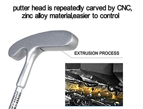 Image of Two Way Junior Golf Putter Kids Putter Both Left and Right Handed Easily Use 3 Sizes for Ages 3-5 6-8 9-12 (Silver Head+Blue Grip, 25 inch,Age 3-5)