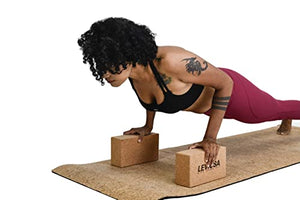 LEVIOSA Cork Yoga Block, 9 x 5 x 3 Inch , Brown