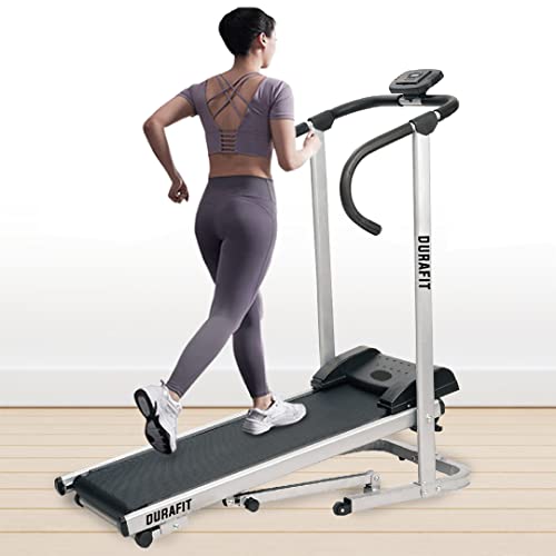 Durafit Manual Treadmill HMT01 with Max User Weight 100 Kg, Home Workout, LCD Display