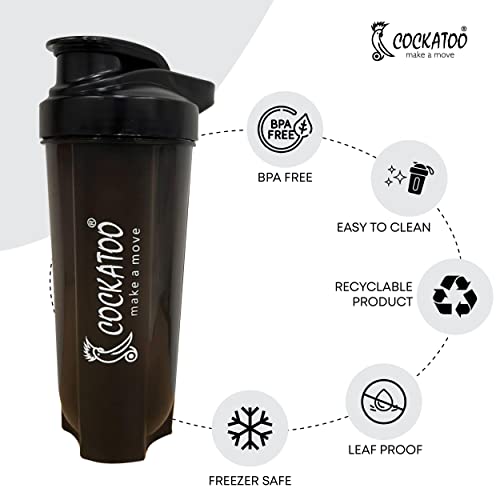 Cockatoo CS-01-Grey Shaker Bottle (Black, 700 Milliliters)