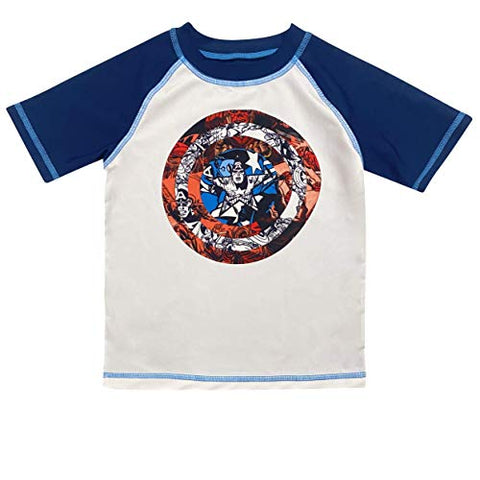 Image of Dreamwave Boys' Captain America Two Piece Rash Guard Rashguard Swim Shirt and Trunk Set 5/6