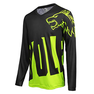 Wisdom Leaves Men's Mountain Bike Jersey Long Sleeve BMX Downhill Cycling Shirts Moisture-Wicking Sportswear T-Shirt
