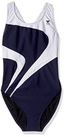 Image of TYR Adult Alliance T-Splice Maxfit Swimsuit, Navy/White, 38