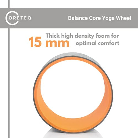 Image of Coreteq Balance Core Yoga Wheel EVA Foam Padded 13 x 6 inch Extra Wide (Grey-Orange)