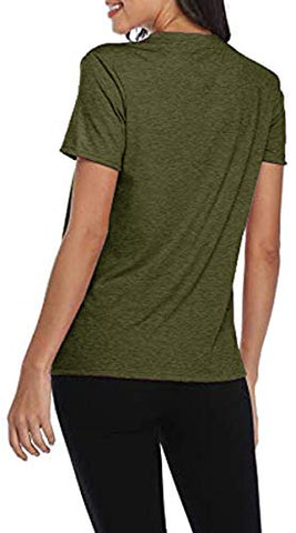 Image of Qianxitang Women's Graphic Tees Cute Sunflower Elephant Print Summer Casual Short Sleeve Round Neck Tops T Shirt (Army Green,Small)