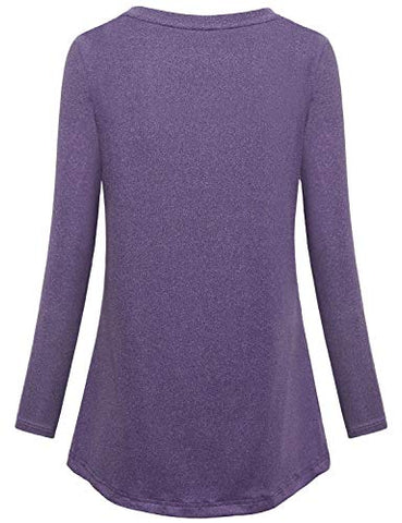 Image of Vindery Women's Long Sleeve Workout Shirts, Cool Dri Sports Top Flattering Ladies Round Neck Running Shirt Cold Winter Exercise Activewear Purple L