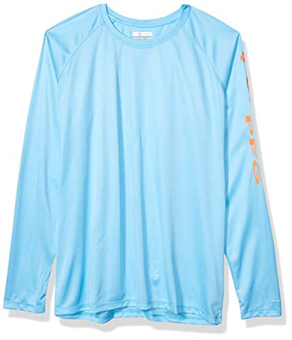 Image of Columbia Women's Tidal Tee Heather Long Sleeve, Riptide Heather, Jupiter Logo, Medium