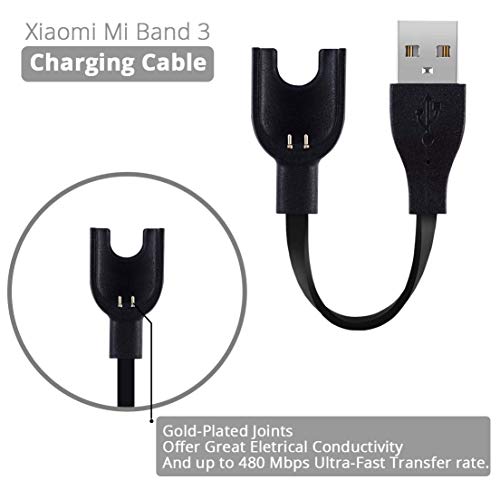 Sounce Mi Band 3 / 3i USB Adapter Power Charger Charging Cable Dock Charger Compatible for Xiaomi Mi Band 4/3 /3i Smart Bracelet- Black