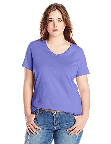 Just My Size Women's Plus-Size Short Sleeve V-Neck Tee, Petal Purple, 3X