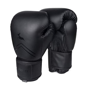 Trideer Pro Grade Boxing Gloves, Kickboxing Bagwork Gel Sparring Training Gloves, Muay Thai Style Punching Bag Mitts, Fight Gloves Men & Women (All Black, 12oz)
